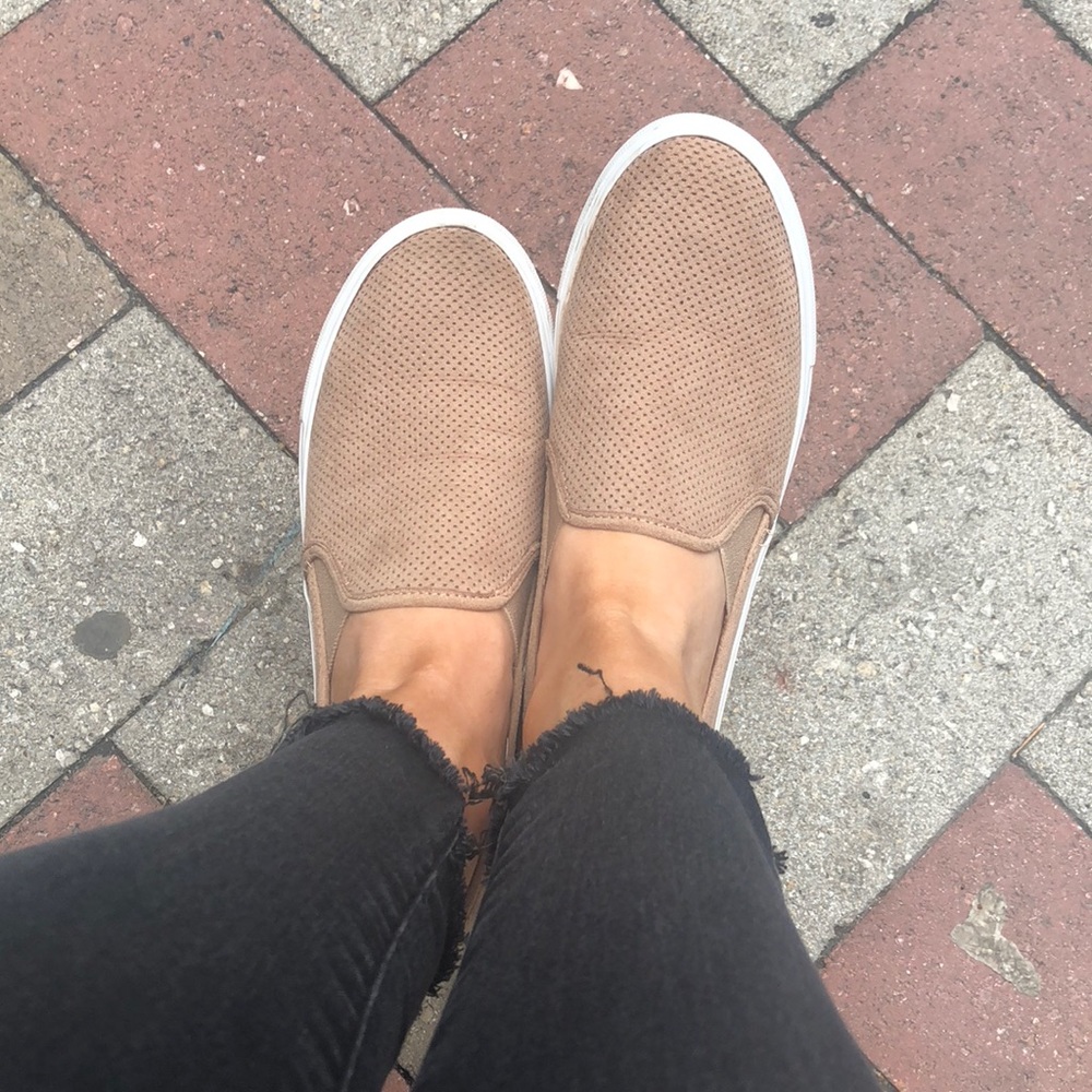 Steve Madden Beige Perforated Slip-on Sneakers